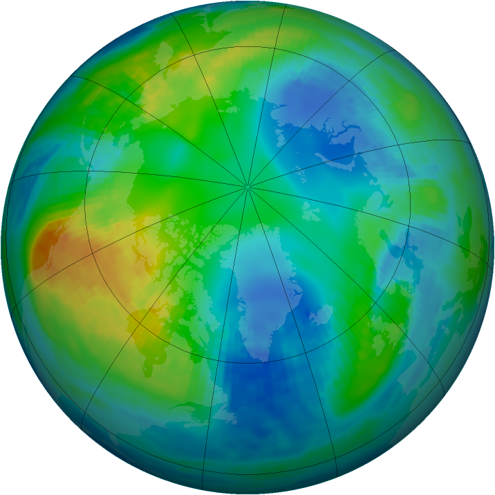 Arctic ozone map for 09 November 1985
